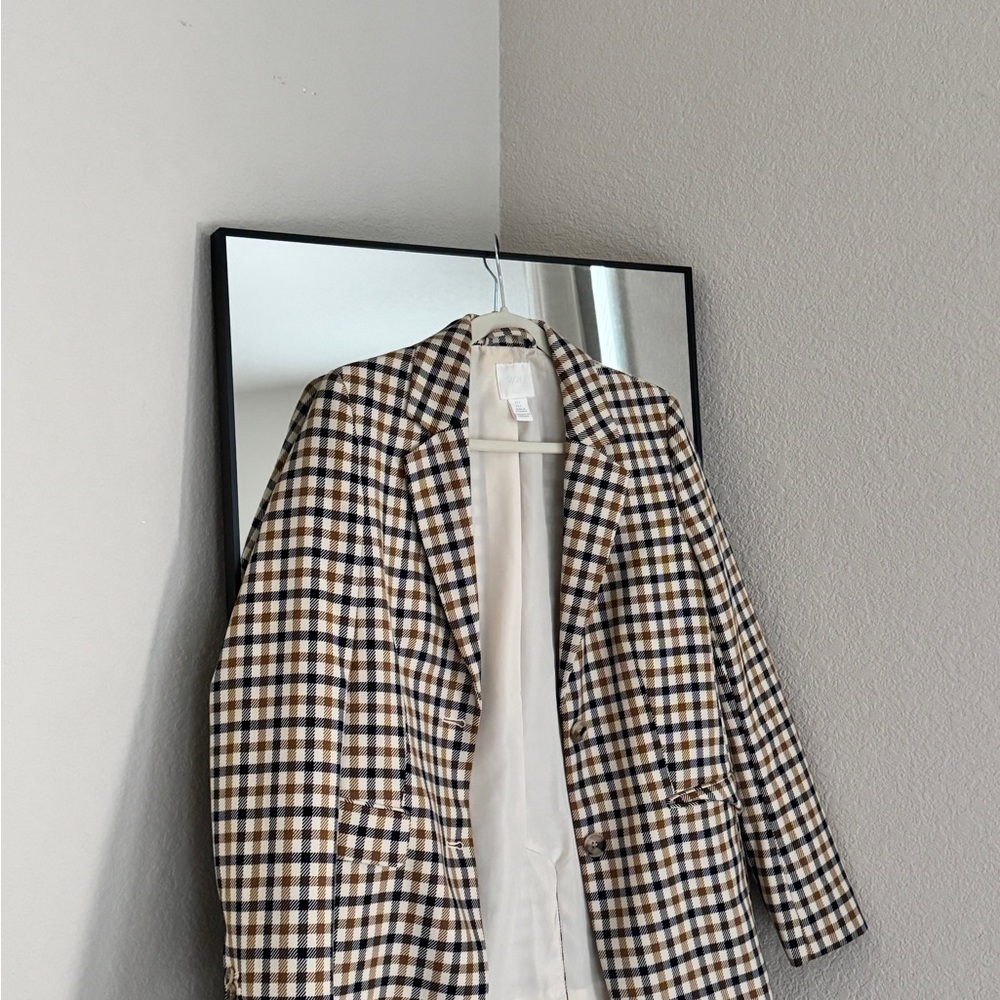 H&M Plaid Blazer - Black, Brown, Cream